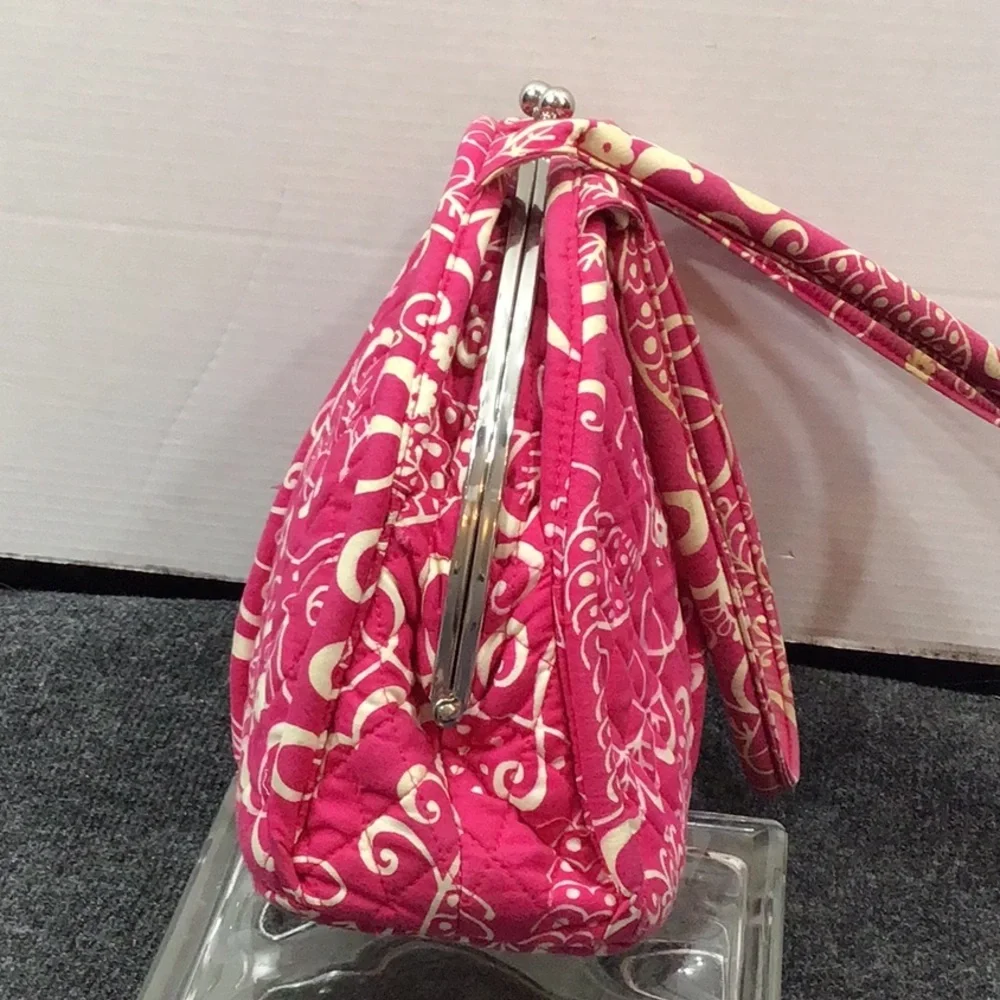 Vera Bradley Eloise Pink Quilted kisslock Bag plus free zip around wallet